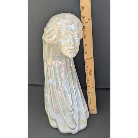 VTG Art Deco 14” Iconic Woman Of The Wind Ceramic Statue Opalescent White - Picture 7 of 7